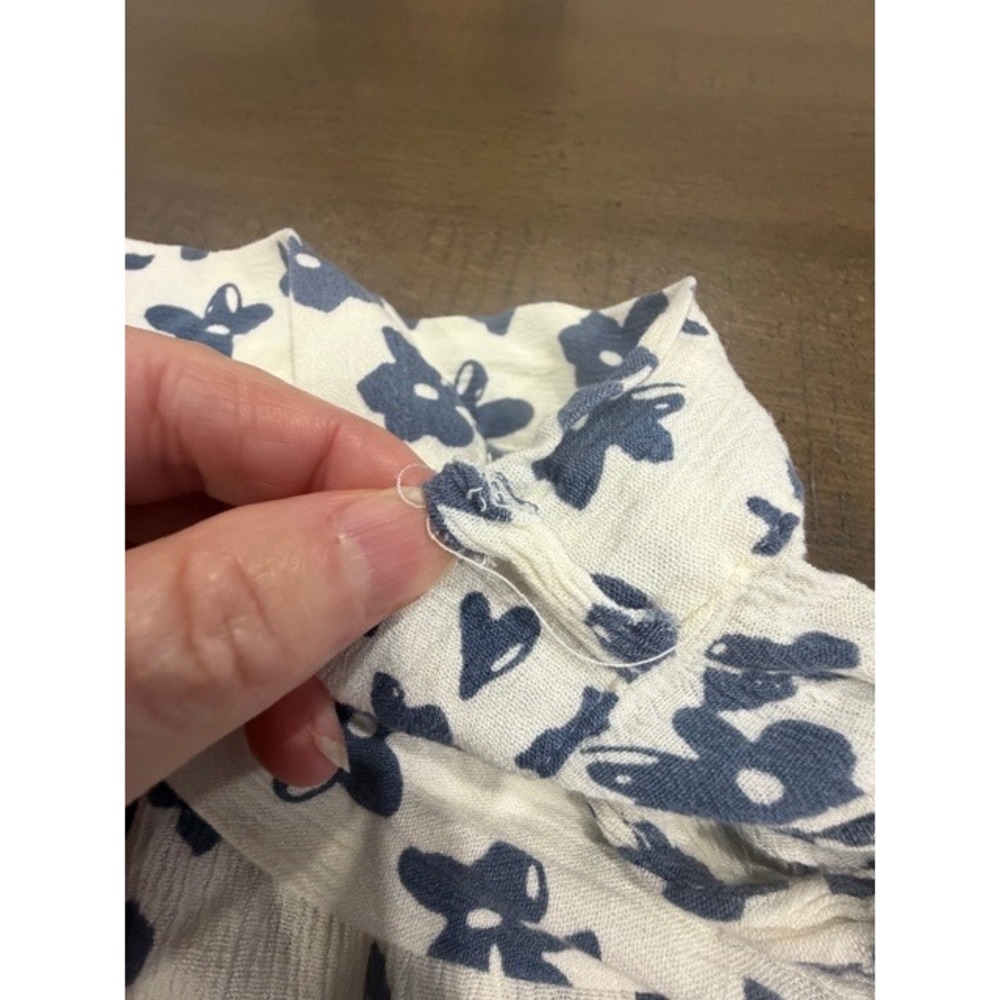Altar'd State Floral Wrap Midi Skirt Navy White Size L Ruffle Hem Tie Waist - Picture 5 of 13